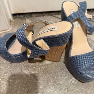 Jimmy Choo Textured Blue Platform Heels US 8.5